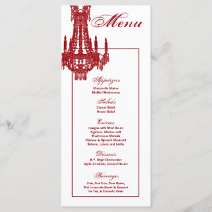 25 Cartões de menu Crystal Chandelier Glitz Glamor