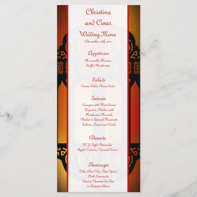 25 Cartões de menu Lanterna marroquina (Frente)