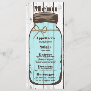 25 Cartões de menu Mason Jar Wood Country Rustic