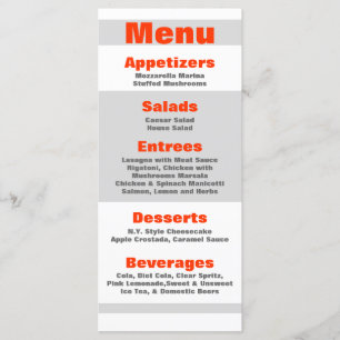 25 Cartões de Menu Modern Neon Stripe Laranja 80s