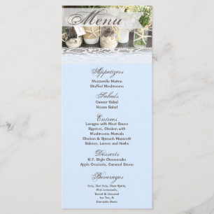 25 Cartões de menu Praia Mar Mason Jars Ocean Shel