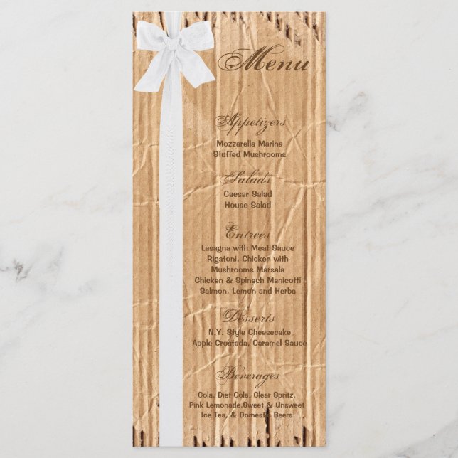 25 Cartões Menu Cartões Rasgados Cartolina Caixa d (Frente)