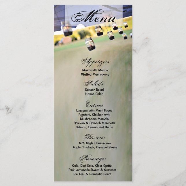 25 Cartões Menu Mason Jar Candle Holders País (Frente)