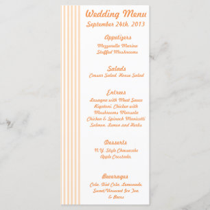 25 Cartões Menus Amor Aves Pêssegos Stripes Laranj