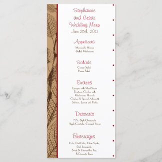 25 Cartões Menus Amor Folhas Castanhas