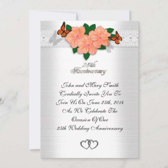 25 de Aniversário - Convite formal Hibiscus (Frente)