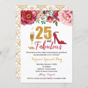 25 e o Convite à Mulher Fabuloso para o Aniversári