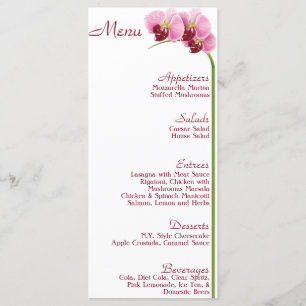 25 Etiquetas de Menu de Casamento Orquídeo Roxo