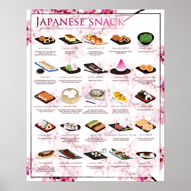 25 JAPANESE SNACKS, SAKURA, 16"X20" Poster (Frente)