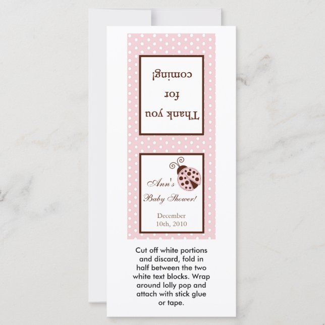 25 Lollipop Topper Pink Ladybug (Frente)