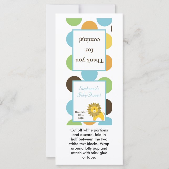 25 Lollipop Topper Selgle King Lion Safari Zoo (Frente)