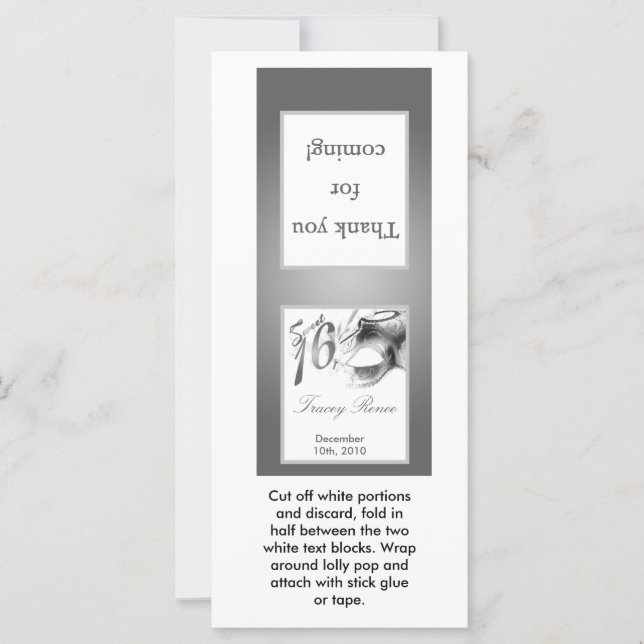 25 Lollipop Topper Sweet 16 Silver White Party (Frente)