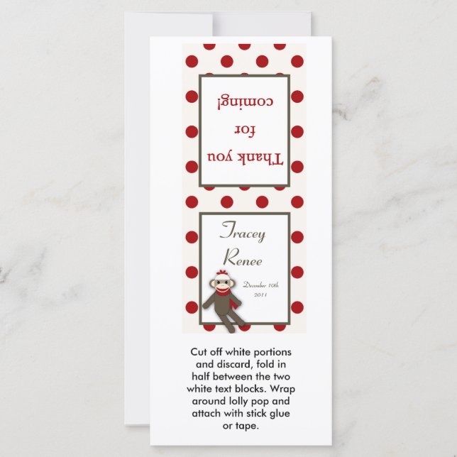 25 Macaco-Pau Vermelho Do Topper Lollipop (Frente)