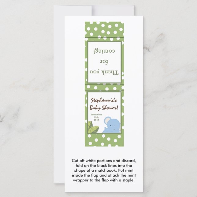 25 Mint Matchbooks Safari Jungle Elephant Green (Frente)