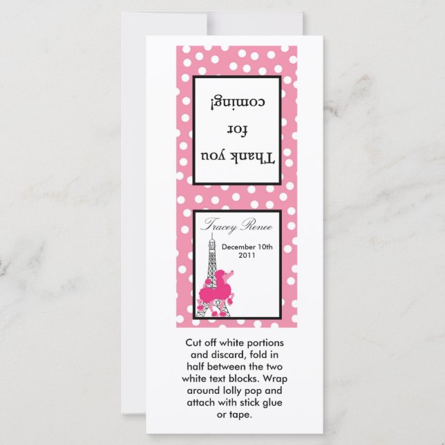 25 Poodle Pink Topper em Paris Eiffel (Frente)