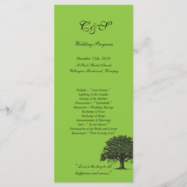 25 Programas de Casamento Verde/Preto em Árvore Pr (Frente)
