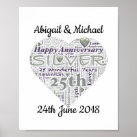 25 Silver Casamento de Aniversário Impressão de Ar