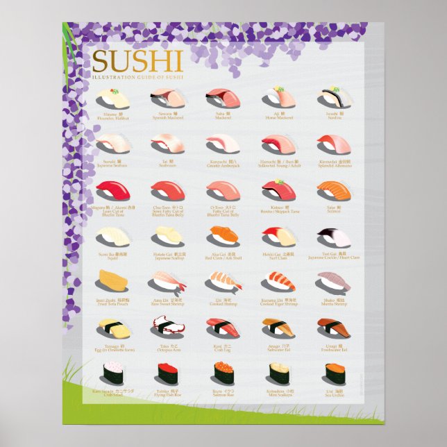 25 TRADITIONAL SUSHI, WISTERIA, 16"X20" Poster (Frente)