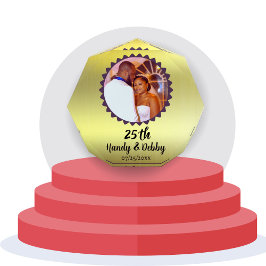 25th Gold Black Anniversary Gift Keepsake