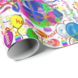 26 de maio, papel de embrulhamento de presente de 