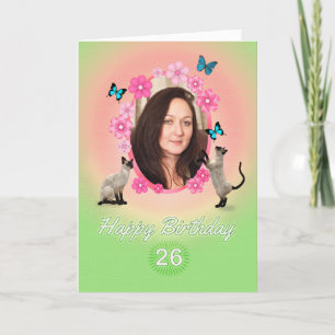 26.o cartão com fotos com gatos e borboletas,