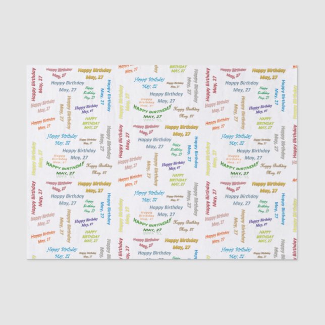 27 de maio, Papel de Tecido de Aniversário (Frente )