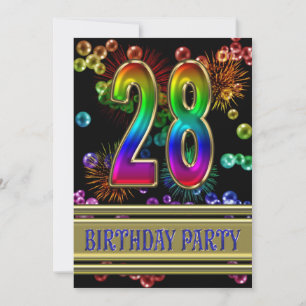 28º Convite de aniversário com bolhas