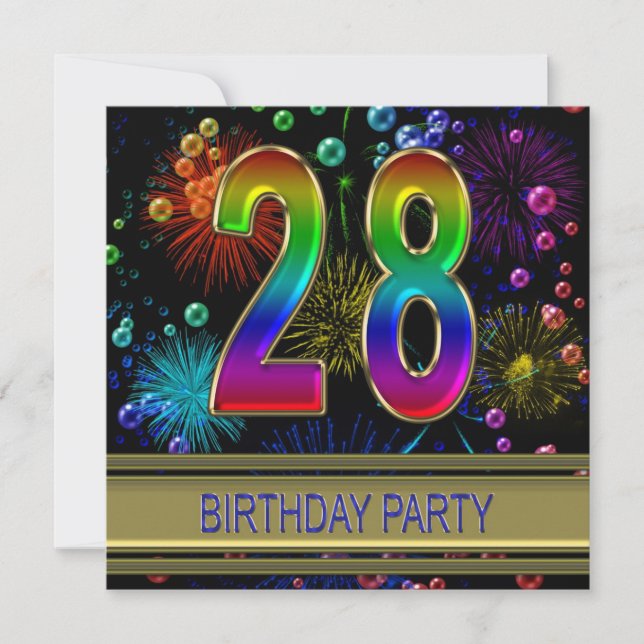 28º Convite de aniversário com bolhas (Frente)