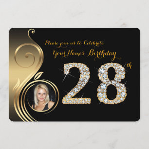 28o, convite do aniversário, diamante do número,
