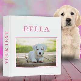2.54cm Fichário Álbum de Fotos de Cachorro Personalizado Rosa Fofo