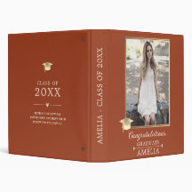 Álbum de Fotos de Formatura em Ouro Elegante Lembr