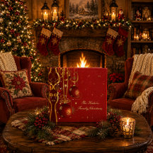 Álbum de Natal Vermelho e Dourado