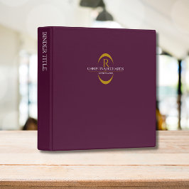 2.54cm Fichário Apresentação Elegante Moderna e Dourada Monograma