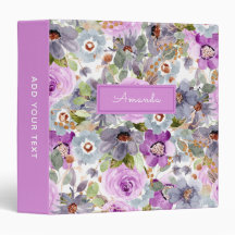 Binder de Anel de Padrão Floral de Aquarela 3
