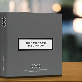 2.54cm Fichário Binder de Registro Corporativo de Cinzas Mínimas