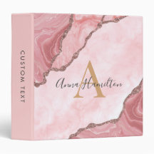Blush de Creme Moderno Monograma de Ágata Rosa Geo