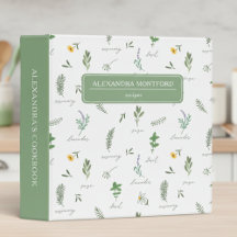 Caderno de Receitas Botânicas Verdes Personalizado