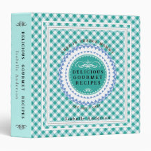 Caderno de Receitas da Mamãe Xadrez Azul 3 Argolas