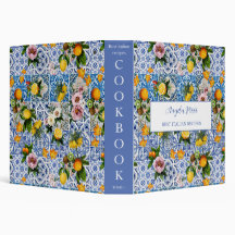 Cookbook com limão de azulejos azuis italianos da
