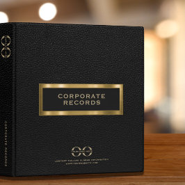 2.54cm Fichário Couro Preto do Binário de Registro Corporativo