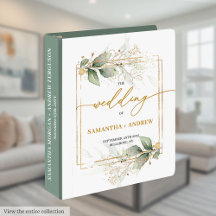 Elegante Boho Greenery, Dourado Binder de Memória 