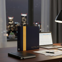 Encadernador Personalizado Navy Blue & Gold com No