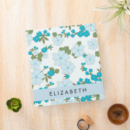 2.54cm Fichário Flores Azuis, Padrão De Flores, Seu Nome