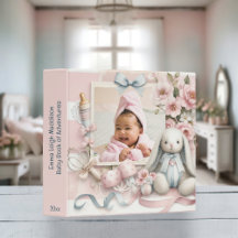 Livro de Fotos de Bebê Floral Coelhinho Country Fo