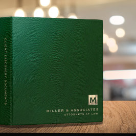 2.54cm Fichário Logotipo Inicial Dourado de Luxo Verde