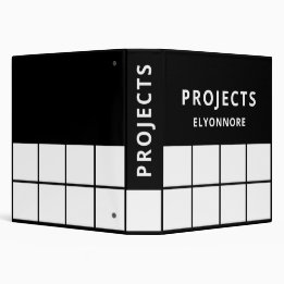 2.54cm Fichário Modern Minimal Black White Projects Personalized