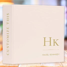 2.54cm Fichário Monograma | Iniciais Elegantes Simples Dourados Ro