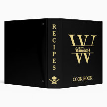 Monograma Preto e Dourado | Livro de Receitas com