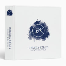 Negócios Moderno Chic Monograma Azul Marinho e Bra