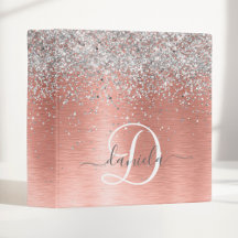 Nome Monograma Brilho em Metal Dourado Rosa